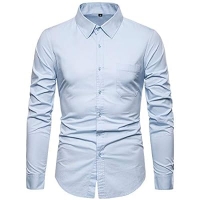 ihocon: VANCOOG Mens Long Sleeve Casual Button Down Dress Shirts 男士長袖襯衫 - 多色可選