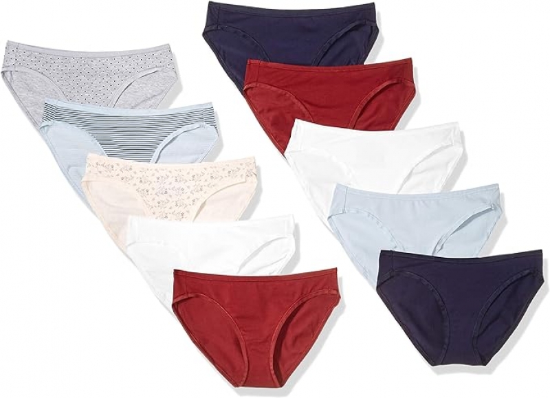ihocon: Amazon Essentials Women's Cotton Bikini Brief Underwear 女士內褲 10件
