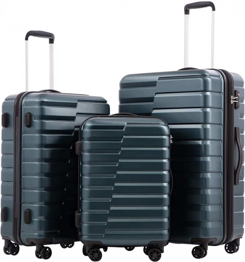 ihocon: COOLIFE Expandable Suitcase PC ABS TSA Luggage 3 Piece Set Lock Spinner Carry on 3件式硬殼行李箱(20/24/28吋), 含TSA旅行鎖