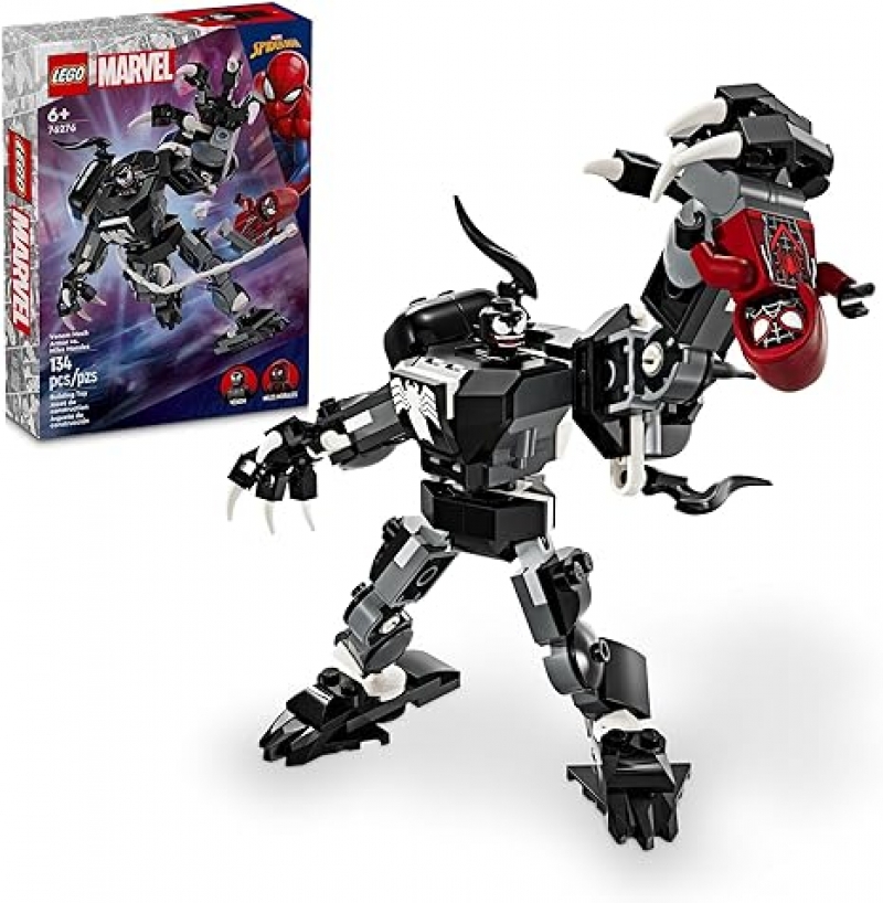 ihocon: 樂高積木 LEGO Marvel Venom Mech Armor vs. Miles Morales, Posable Action for Kids, Marvel Building Set. 76276 (134 pieces)