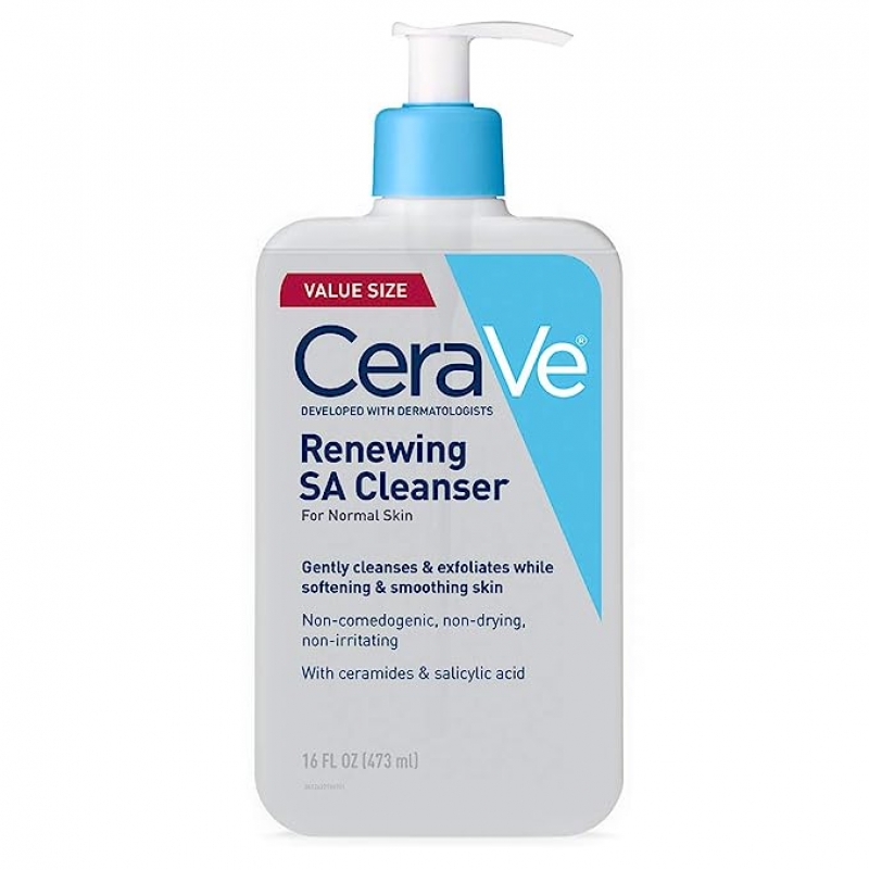 ihocon: CeraVe SA Cleanser | Salicylic Acid Cleanser with Hyaluronic Acid, Niacinamide & Ceramides| BHA Exfoliant for Face | Fragrance Free Non-Comedogenic | 16 Ounce   潔面乳
