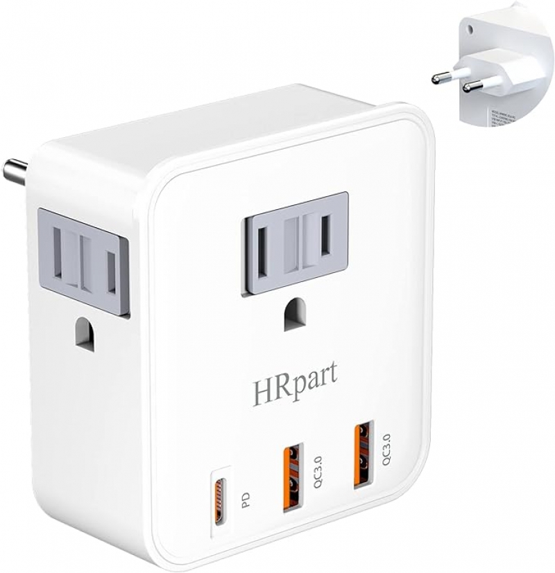 ihocon: European Travel Plug Adapter, International Plug Adapter,with 20W PD&QC 3.0 USB-C and USB-A Ports Charging Faster 旅行插頭轉接器(適用大部分歐洲國家)