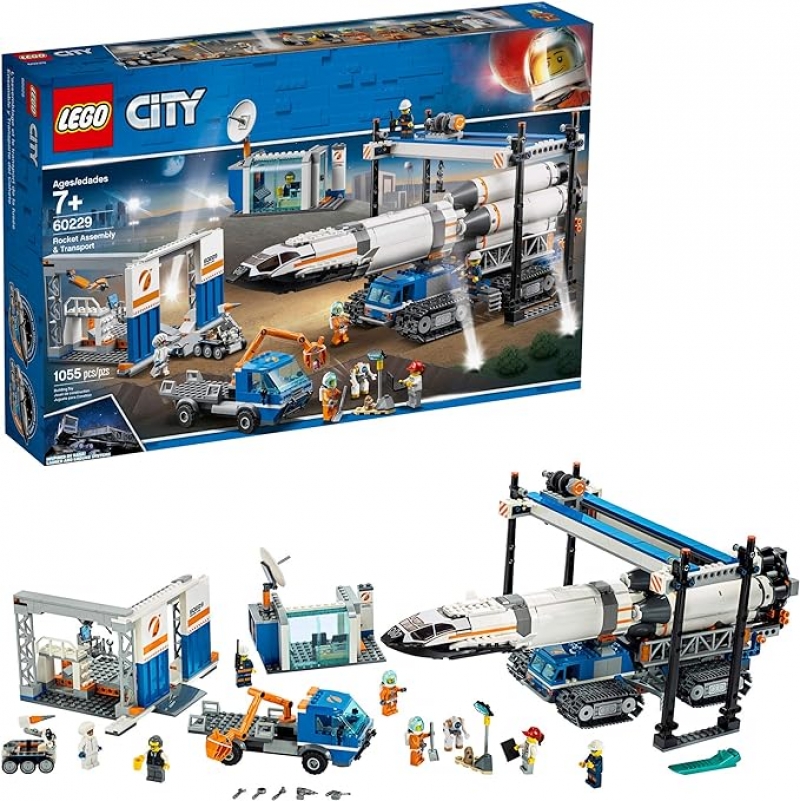 ihocon: 乐高积木LEGO City Rocket Assembly & Transport 60229 Building Kit 火箭组装与运输(1055 Pieces)