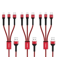 ihocon: Hichain Pack of 3 USB Multi Charging Cable Red 4ft, 3合1 4呎充電線 3條