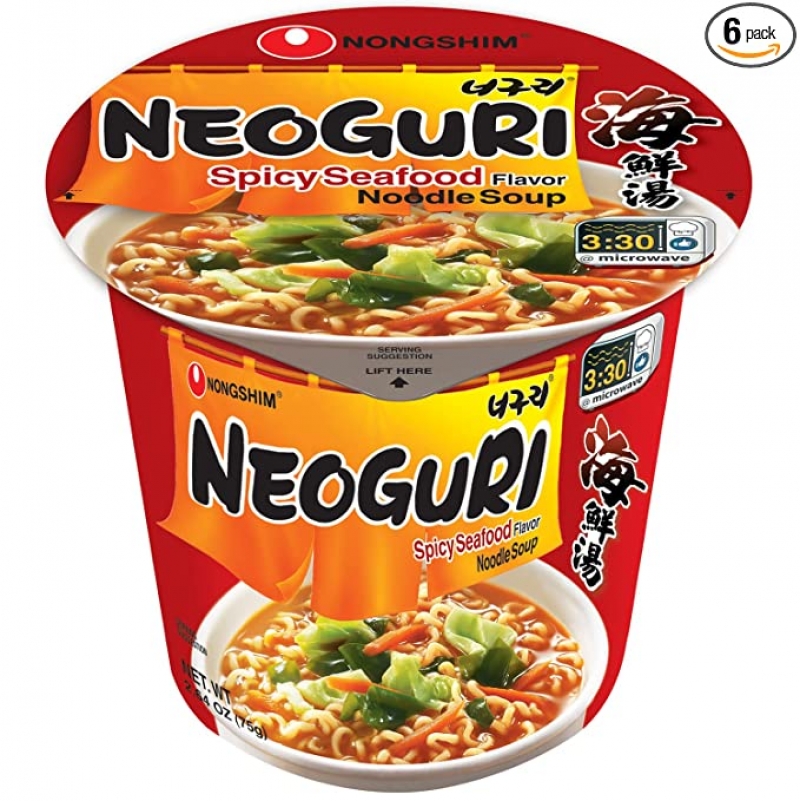 ihocon: Nongshim Neoguri Spicy Seafood Noodle Soup Cup, 2.64 Ounces (Pack of 6) 海鮮杯麵