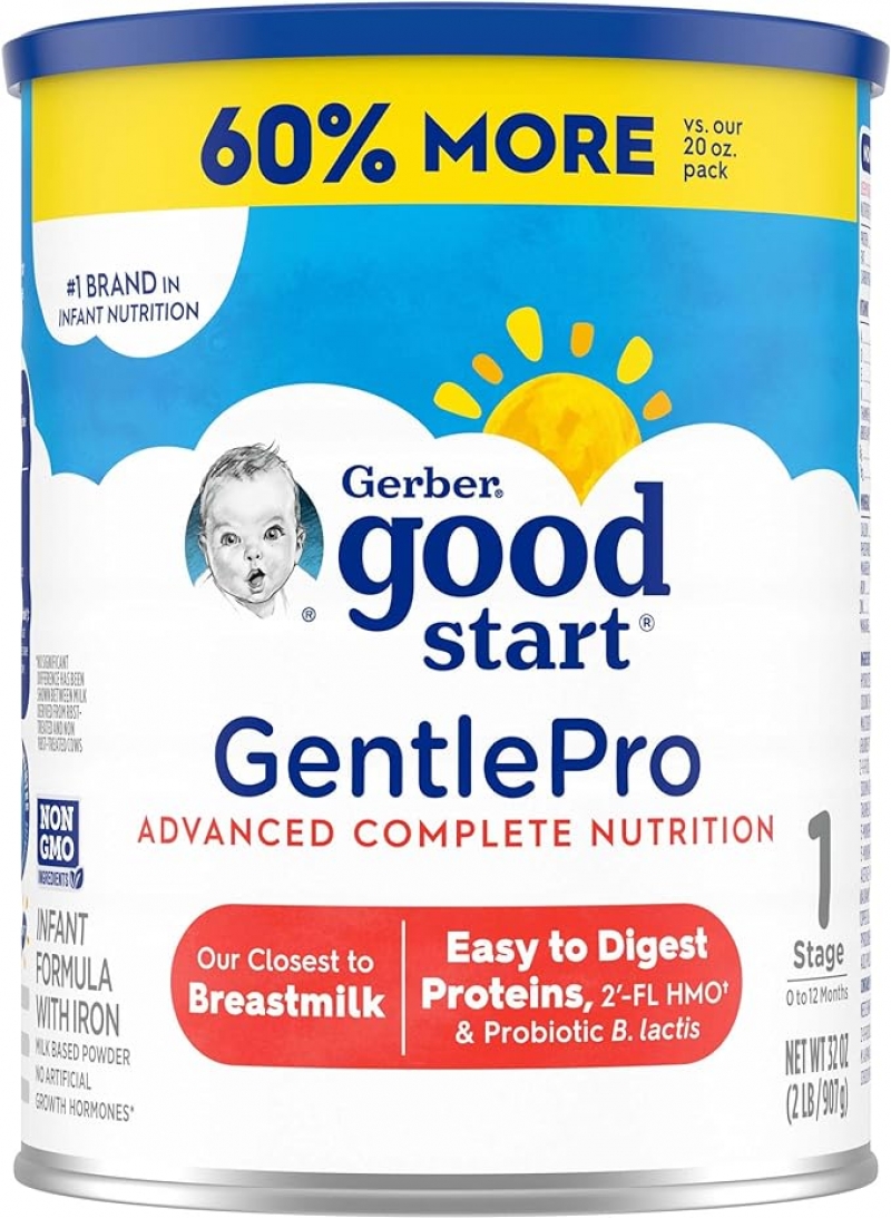 ihocon: Gerber Good Start Baby Formula Powder, GentlePro, Stage 1, Non GMO 婴儿奶粉, (第1阶段 0-12个月适用) 32 oz