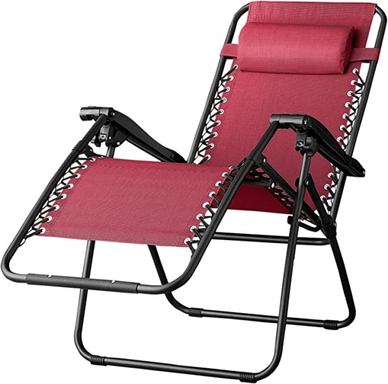 ihocon: A[Amazon自家品牌]mazon Basics Outdoor Textilene Adjustable Zero Gravity Folding Reclining Lounge Chair with Pillow 零重力折疊躺椅