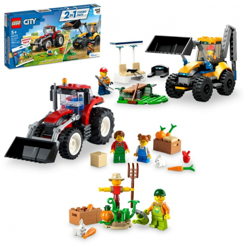 ihocon: 樂高積木 LEGO City Big Wheel Gift Set 66772, 2in1 Tractor and Construction Digger Building Toy Sets (330 pieces)