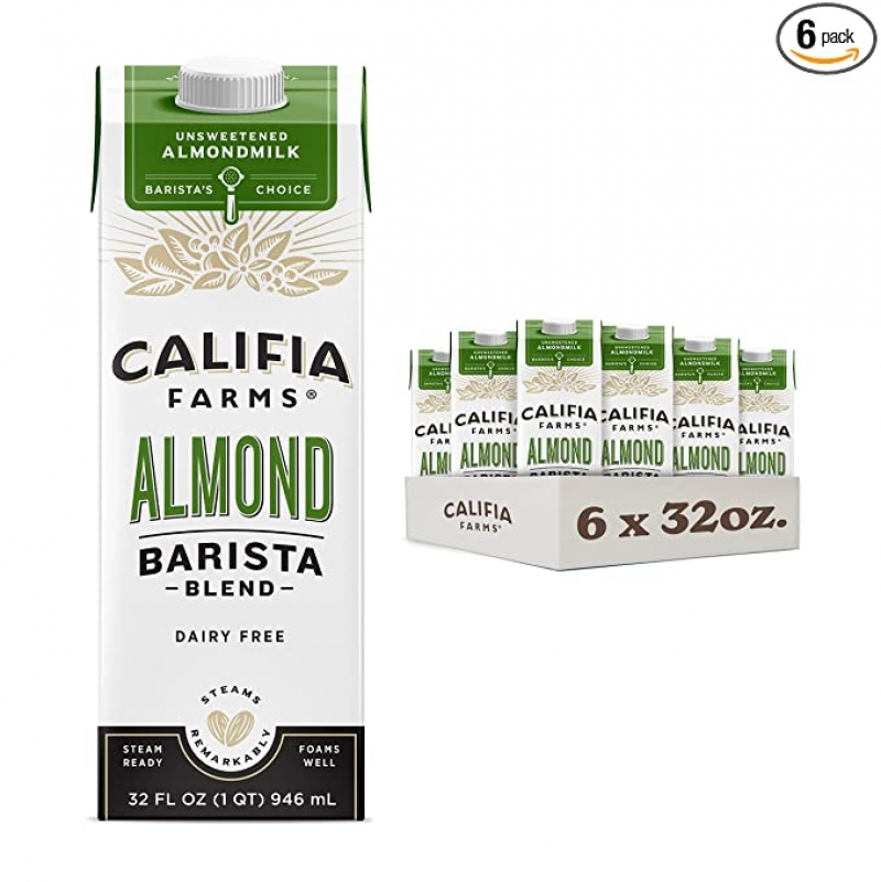 ihocon: Califia Farms - Almond Milk, Unsweetened Barista Blend, 32 Oz (Pack of 6) 無糖杏仁奶