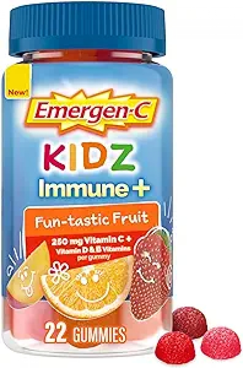 ihocon: Emergen-C Kidz Immune+ Immune Support Dietary Supplements, Flavored Gummies with Vitamin C, B Vitamins and Vitamin D for Immune Support, Fun-Tastic Fruit Flavored Gummies 兒童免疫強化軟糖 22粒