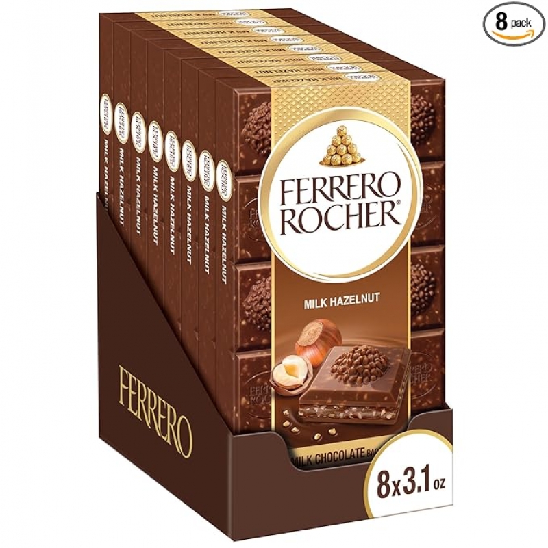 ihocon: Ferrero Rocher Premium Chocolate Bars, 8 Pack, Chocolate Hazelnut 金莎巧克力 3.1 oz, 8片