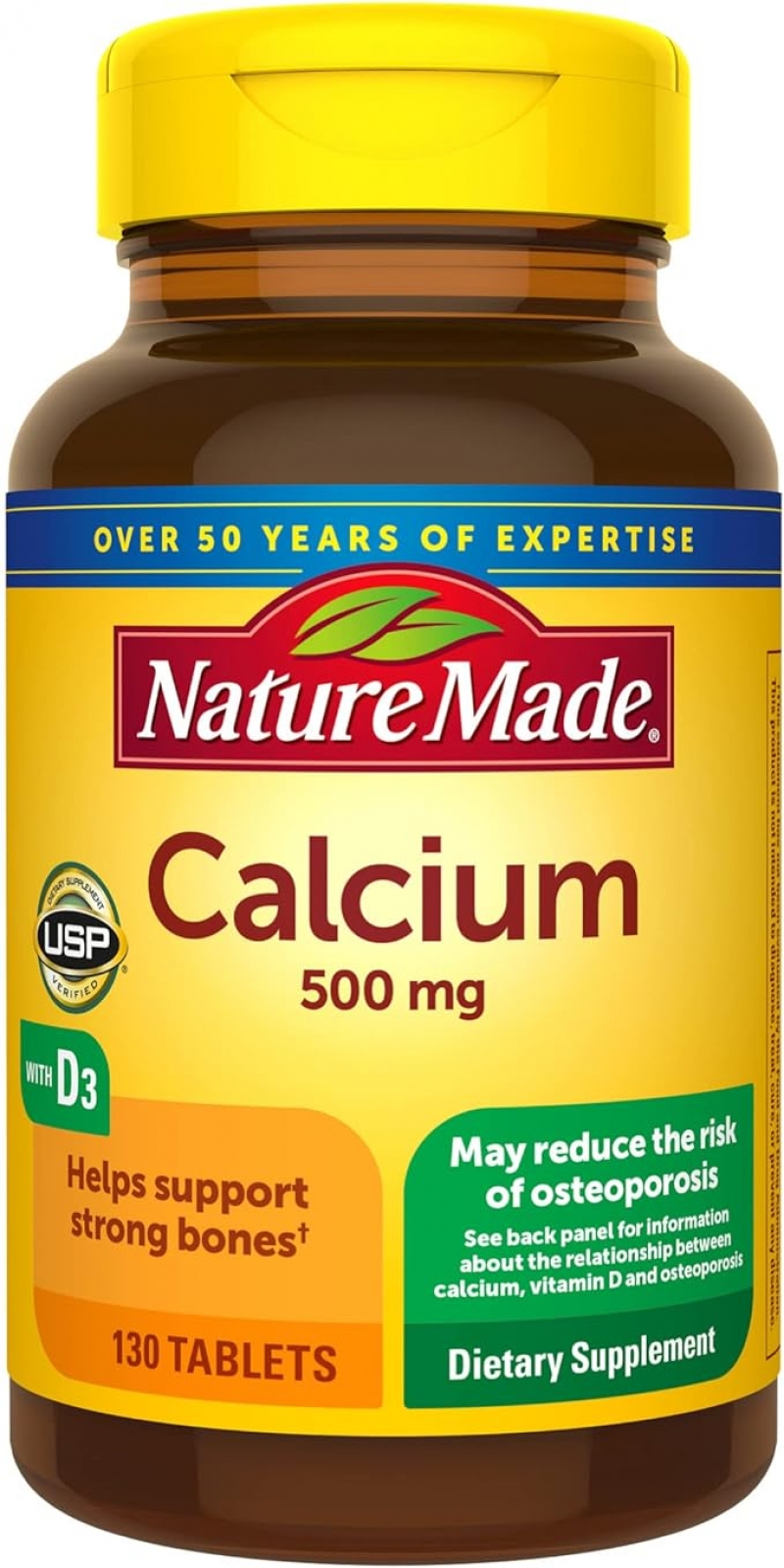 ihocon: Nature Made Calcium 500 mg with Vitamin D3, Dietary Supplement for Bone Support, 鈣片 130粒