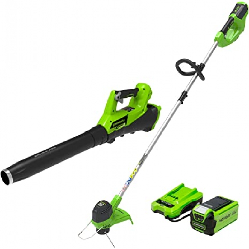 ihocon: Greenworks G-MAX 40V Cordless String Trimmer and Leaf Blower Combo Pack, 2.0Ah Battery and Charger Included 無線草地修邊器及吹葉機, 含電池及充電器