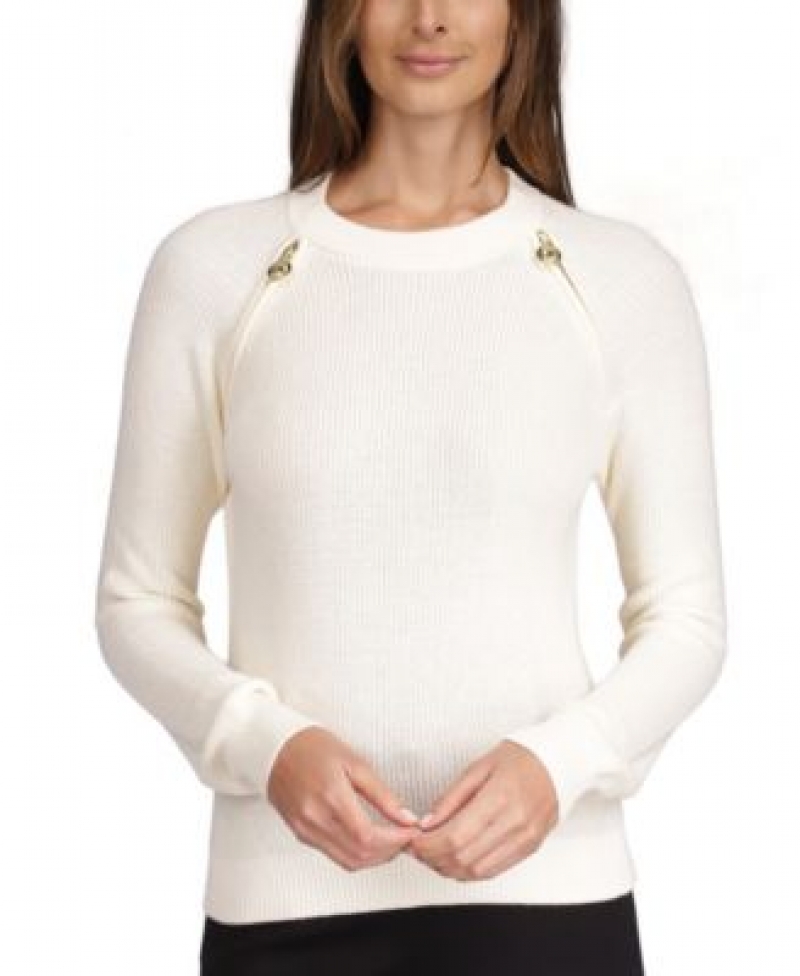 ihocon: MICHAEL Michael Kors Women's Shaker-Knit Zip Sweater    女士毛衣