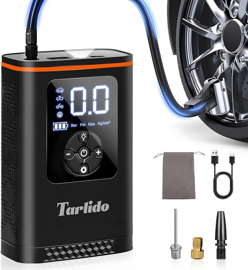 ihocon: Tarlido Tire Inflator Portable Air Compressor, 150 PSI电动轮胎充气机