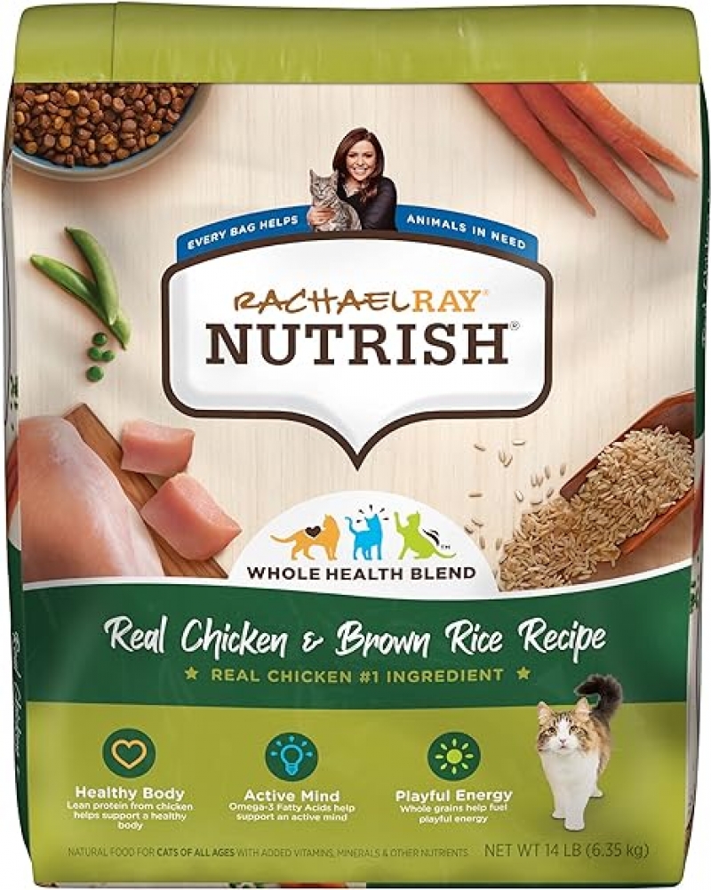 ihocon: Rachael Ray Nutrish Premium Natural Dry Cat Food, Real Chicken & Brown Rice Recipe, 优质天然干猫粮 14磅
