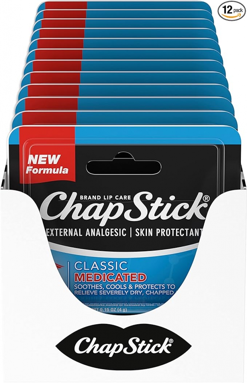 ihocon: ChapStick Classic Medicated Lip Balm Tubes, Chapped Lips Treatment and Skin Protectant润唇膏 12支