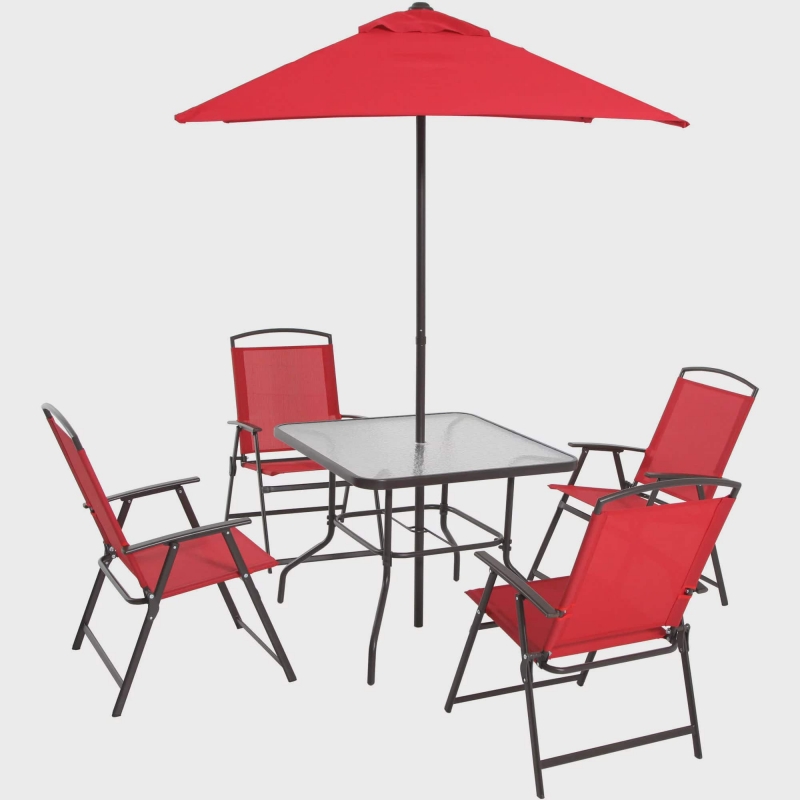 ihocon: Mainstays Albany Lane 6 Piece Outdoor Patio Dining Set 庭園桌椅-含遮陽傘