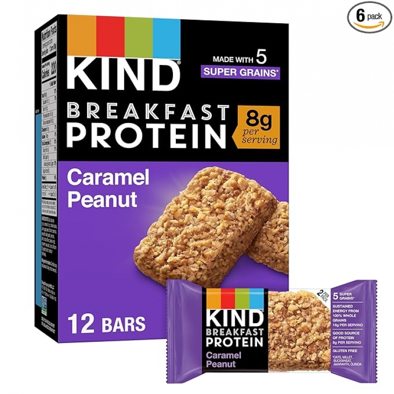 ihocon: KIND Breakfast Protein Bars, Caramel Peanut, Healthy Snacks, Gluten Free 蛋白質棒 6個