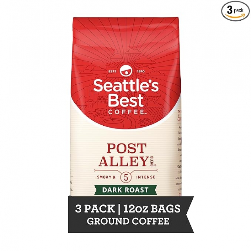 ihocon: Seattle's Best Coffee Post Alley Blend Dark Roast Ground Coffee研磨咖啡 12oz 3包