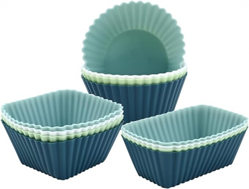 ihocon: LLdousahy 12Pack Reusable Silicone Cupcake Baking Cups 矽膠紙烘焙杯 12個