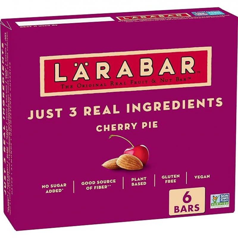 ihocon: Larabar Cherry Pie, Gluten Free Vegan Fruit & Nut Bars 无麸质素食水果及坚果点心棒 , 1.7 oz, 6个