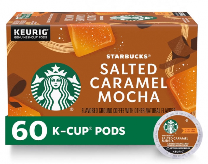 ihocon: Starbucks K-Cup Coffee Pods, Salted Caramel Mocha Naturally Flavored Coffee for Keurig Brewers, 100% Arabica, Limited Edition, 6 Boxes (60 Pods Total) 咖啡膠囊60個