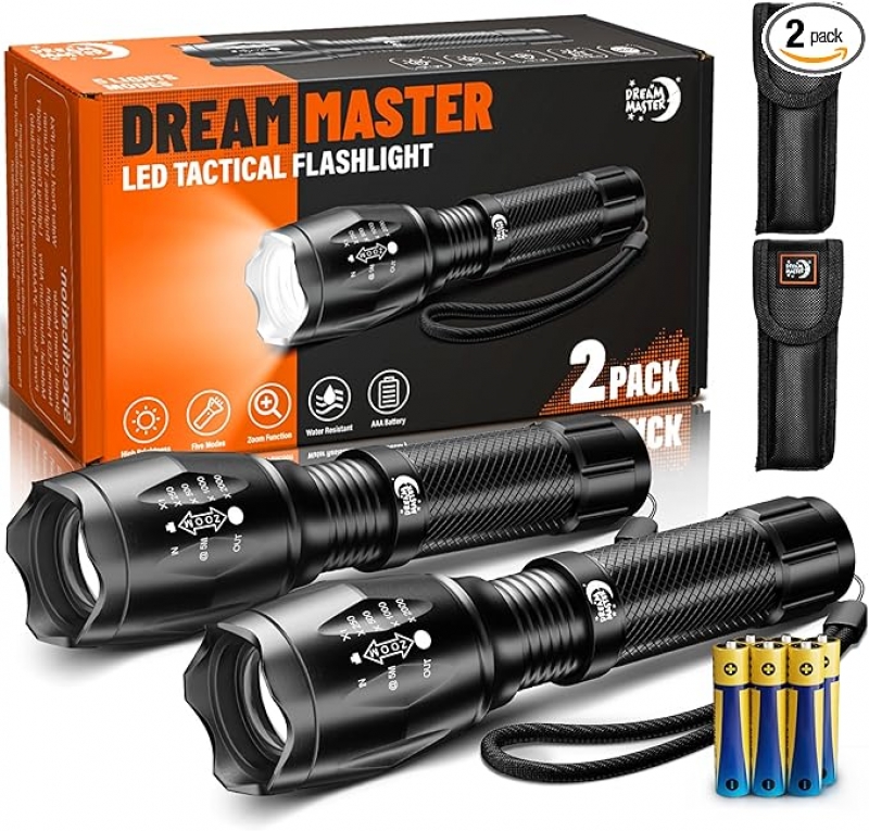 ihocon: Dream Master LED Flashlights High Lumens with 6 AAA Batteries, 5 Modes Mini Waterproof Tactical Flashlight 迷你防水戰術手電筒 2支