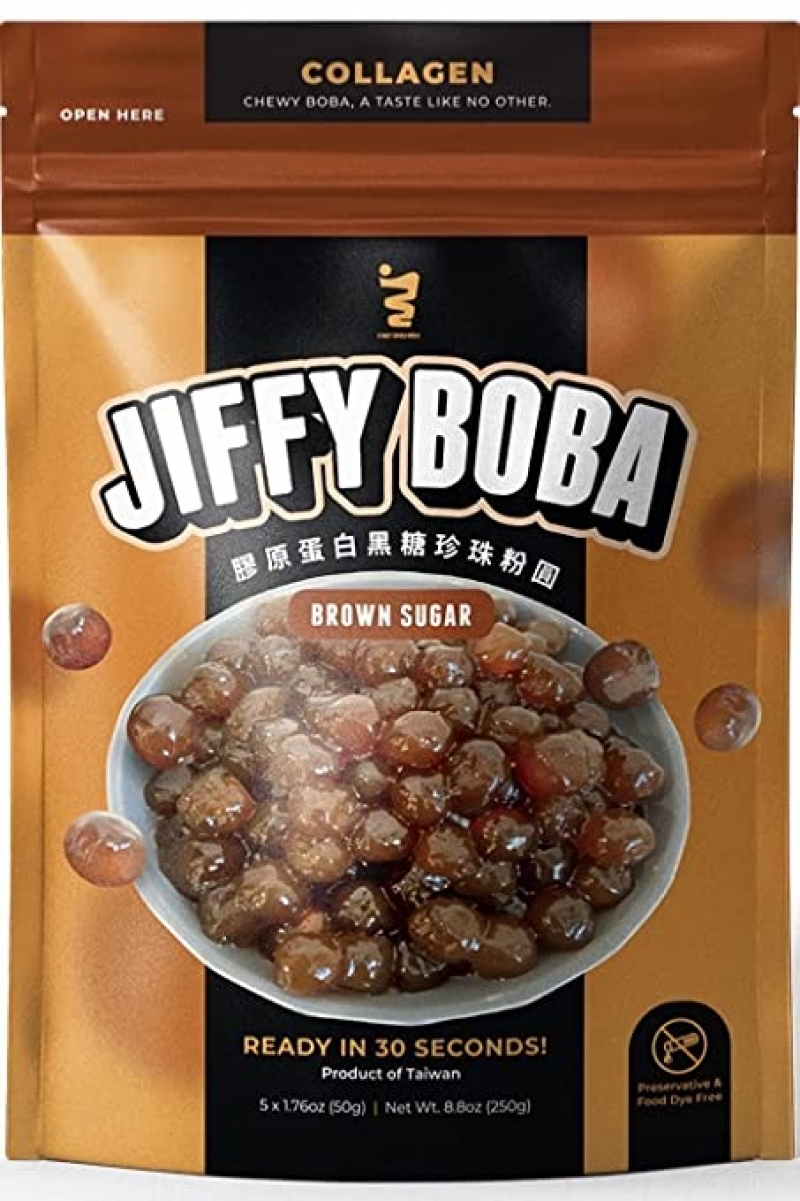 ihocon: [30秒快速包] JIFFY BOBA - Instant Collagen Tapioca Pearls (Ready in 30 Seconds) 黑糖珍珠 1盒5包