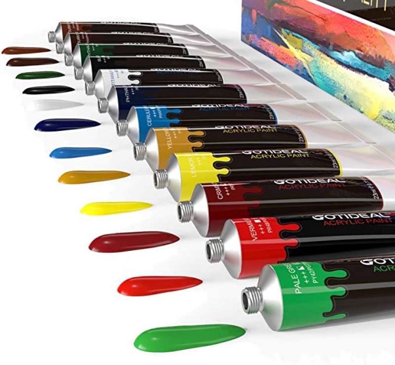 ihocon: GOTIDEAL Acrylic Paint Set, 12 Colors/Tubes(23ml, 0.77 oz) 壓克力 / 丙烯酸顏料
