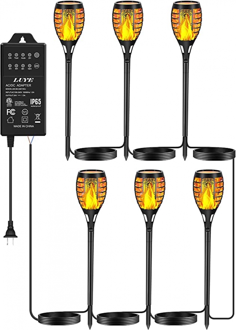 ihocon: LUYE Low Voltage Torch Landscape Lights with Timer Transformer 庭園火焰燈 6盞