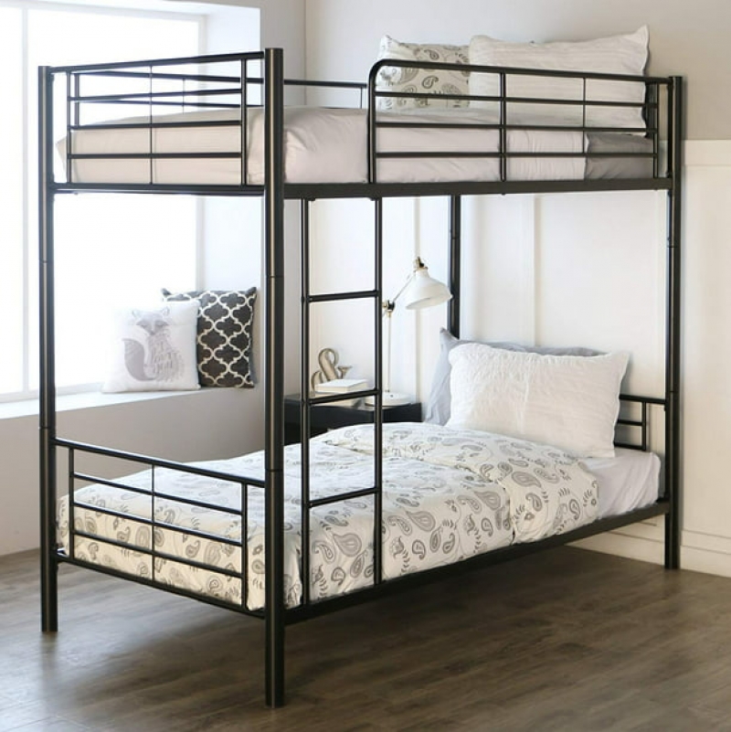ihocon: Zimtown Twin over Twin Steel Bunk Beds Frame Ladder Bedroom Dorm for Kids Adult Children 双层床