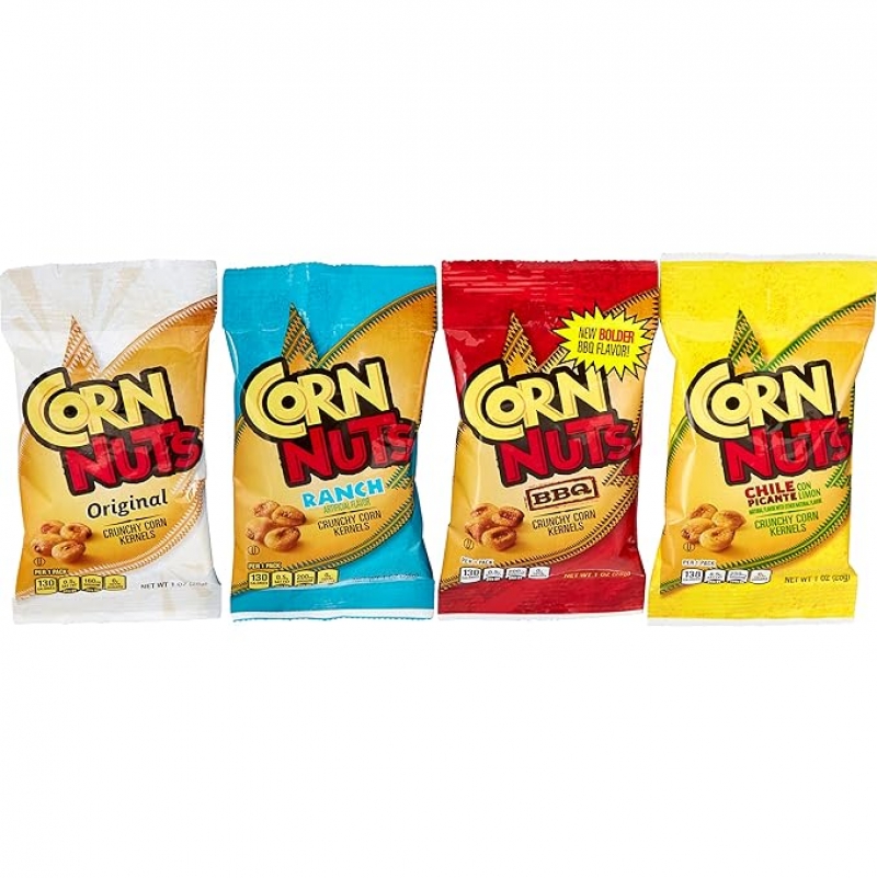 ihocon: CORN NUTS Crunchy Corn Kernels Variety Pack (Original, Ranch, BBQ, Chile Picante con Limon)   脆玉米粒 1 oz, 12包