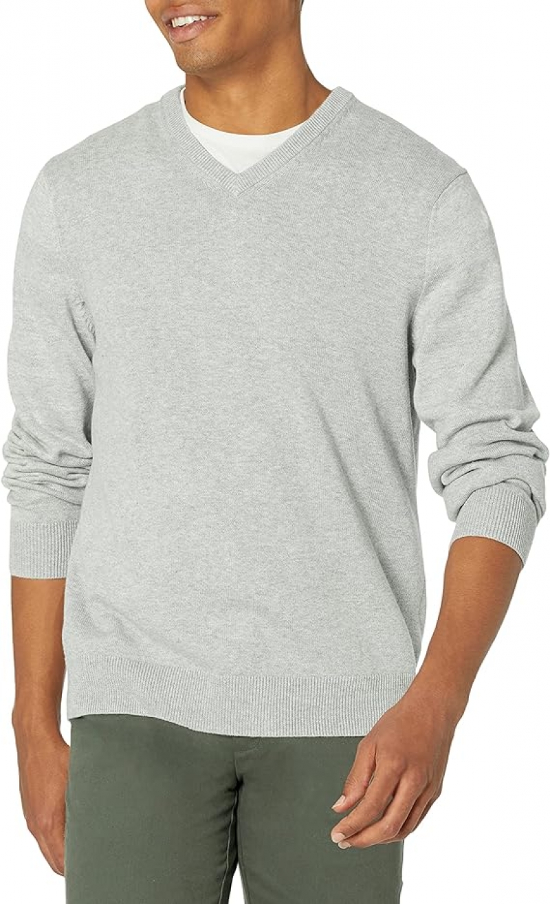 ihocon: [Amazon自家品牌]Amazon Essentials Men's V-Neck Sweater 男士纯棉毛衣