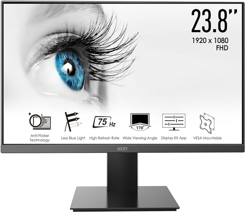 ihocon: MSI Pro MP241X 24吋 Monitor, Full HD 1080p, 75Hz Refresh Rate, Anti-Glare Display, Less Blue Light, VESA Mountable, HDMI and VGA 全高清显示器