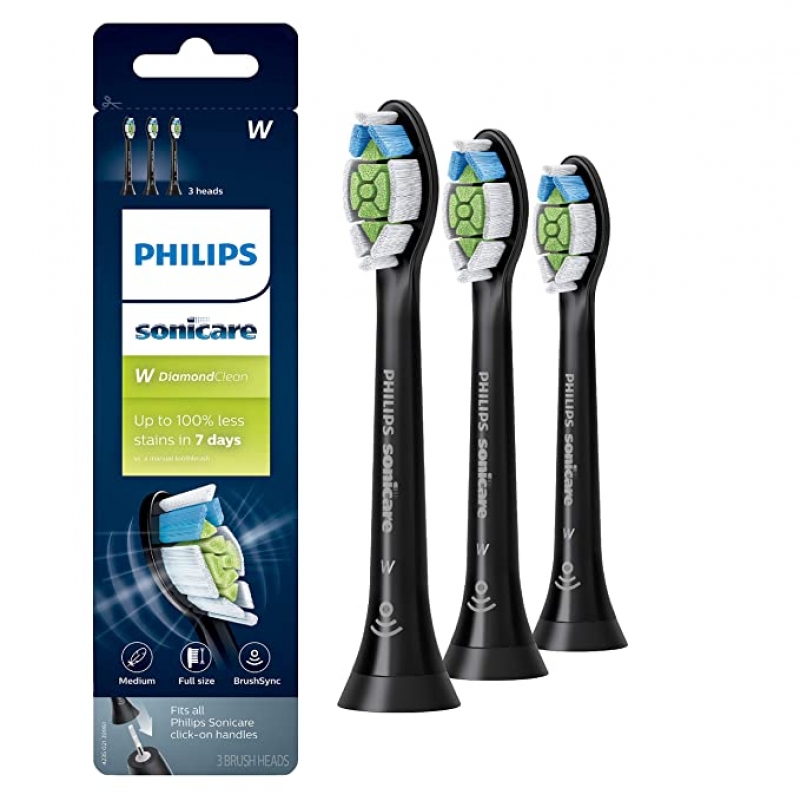 ihocon: Philips Sonicare Genuine DiamondClean Toothbrush Head, Black, 3 Count 飛利浦電動牙刷替換牙刷頭
