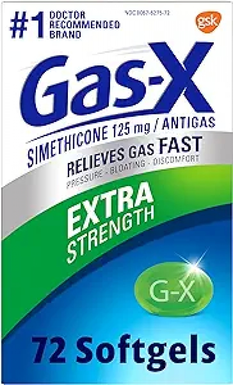 ihocon: Gas-X Extra Strength Gas Relief Softgels with Simethicone 125 mg for Bloating Relief 腹胀气缓解剂 72粒