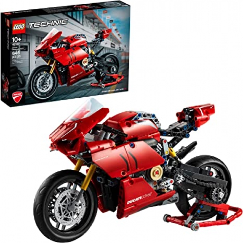 ihocon: 樂高積木LEGO Technic Ducati Panigale V4 R 42107 Motorcycle Toy Building Kit (646 Pieces)