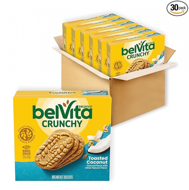 ihocon: belVita Toasted Coconut Breakfast Biscuits, 30 Total Packs, 6 Boxes (4 Biscuits Per Pack)  椰子餅乾 6盒