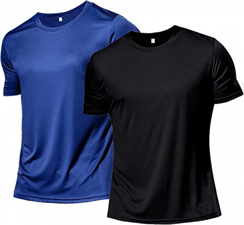 ihocon: ZOBAYOP 2 Pack Mens T-Shirt Short Sleeve Quick Dry 男士快乾短袖衫2件-多色可選