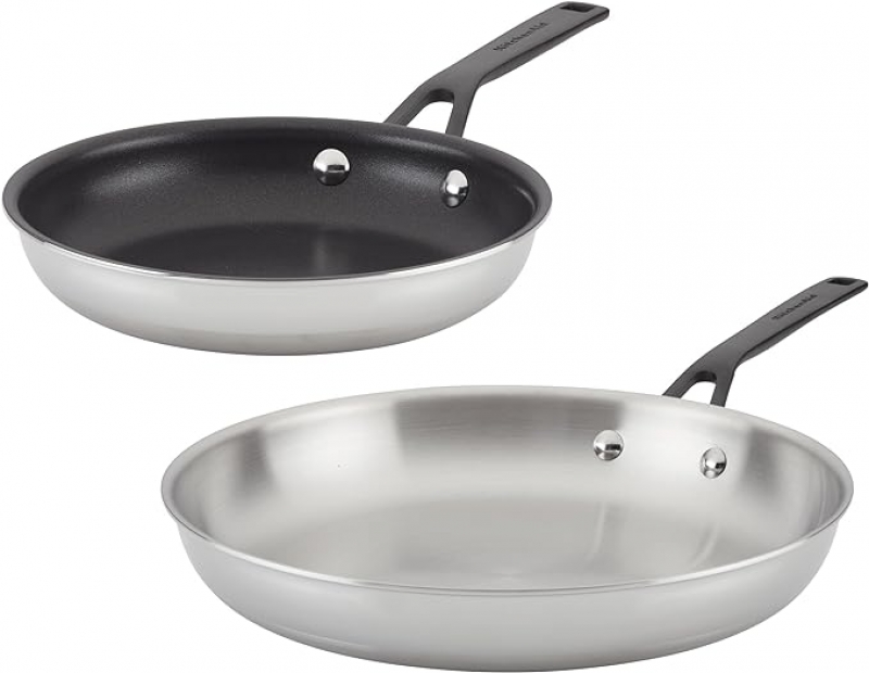 ihocon: KitchenAid Stainless Steel and Nonstick Induction Frying Pans/Skillet Set  不锈钢锅及不沾锅