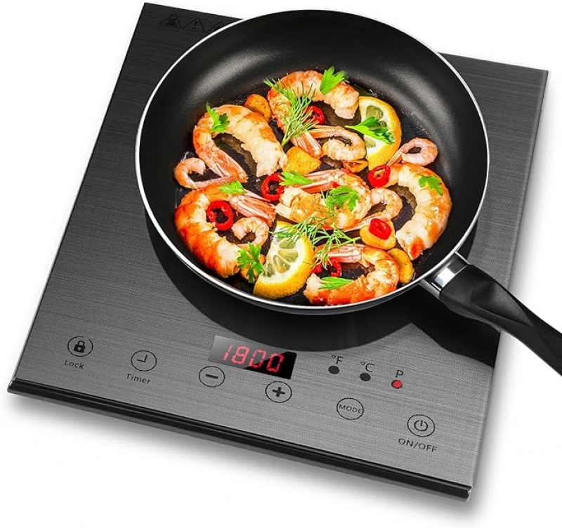 ihocon: KXITGSIMRE 1800W Electric Induction Burner Cooktop with Child Safty Lock, 17 Power Levels 21 Temperature Setting, 3 Hours Timer 便攜式電磁爐