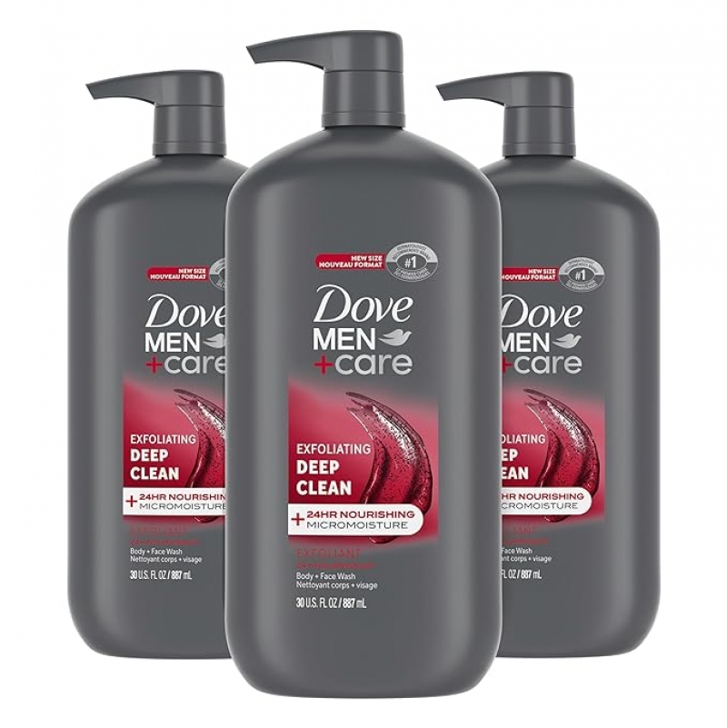 ihocon: DOVE MEN + CARE Body and Face Wash Exfoliating Deep Clean 男士去角質深層清潔洗面/沐浴乳 30 oz, 3瓶