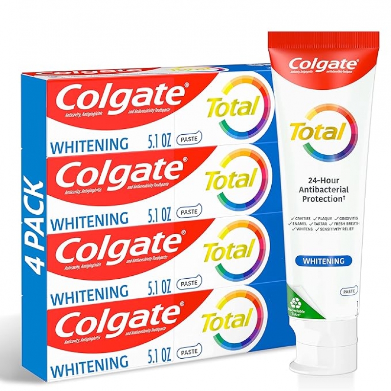 ihocon: 高露潔Colgate Total Whitening Toothpaste 全效美白牙膏 5.1 Oz, 4支
