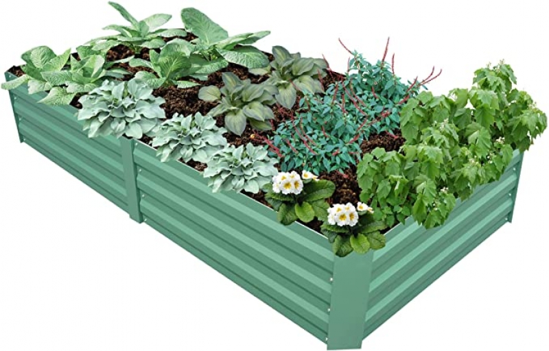 ihocon: Galvanized Metal Raised Garden Beds(Green,6 x3 x1 FT) 金屬花床